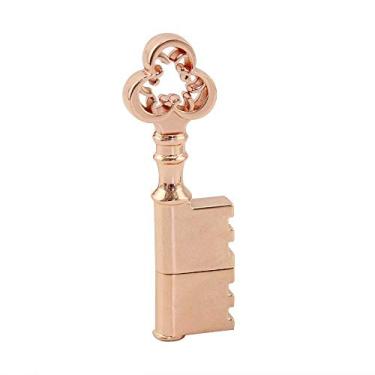 Imagem de Pen drive de metal moderno 32 GB USB 2.0 em formato de chave ouro rosa chaveiro pen drive pen drive pen drive presente