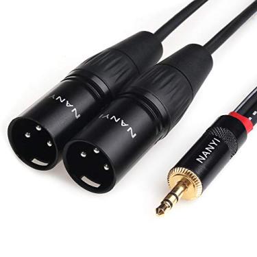 Imagem de NANYI Cabos divisor macho XLR de 3,5 mm, TRS estéreo macho para dois XLR macho cabo de microfone de interconexão de áudio, cabo adaptador divisor Y 1,5 m (5 pés)