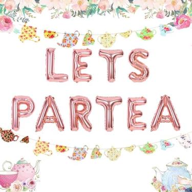 Imagem de LaVenty Conjunto de 2 balões de chá LET'S PAR Tea Party Party Decorações para chá de festa ou chá para decoração de festa de chá para chá em pares de chá para decoração de primeiro aniversário ou chá para 2º aniversário