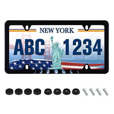 Imagem de Moldura de placa de licença de mudança de fase da lua suporte de placa de licença de aço inoxidável à prova de ferrugem peças automotivas personalizadas decoração com parafusos para homens mulheres capa de placa de licença 4 furos 1 peça