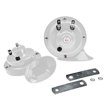 Imagem de 2 peças 300DB buzinas de trem super altas, kit de substituição de buzinas duplas de ar à prova d'água 12 V, acessórios automotivos buzina elétrica de caracol kit universal para carro, motocicleta, caminhão, bicicleta, barco (prata)