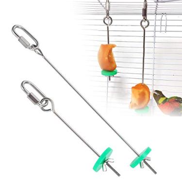 Imagem de 2 peças de suporte de comida de pássaros, alimentador de pássaros, suporte de frutas de aço inoxidável, espeto de legumes forrageamento, garfo de lança carne vegetal para papagaios, cacatua calopsita
