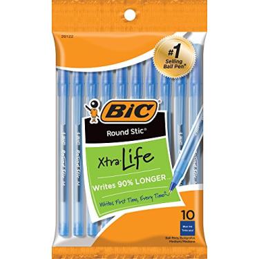 Imagem de BIC Caneta esferográfica Round Stic Grip Xtra Life, azul, pacote com 10