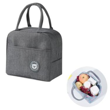 Imagem de Bolsa Sacola Térmica Lancheira Com Alça Marmita Reutilizável Impermeável Viagem Academia Passeios Trabalho Feminina Masculina (Cinza term)