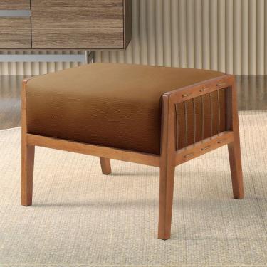 Imagem de Puff Banqueta Madeira Maciça Gael Luxo Caramelo