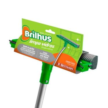 Imagem de Brilhus - Mop Limpa Vidros Plástico de Espuma e Perfil de Borracha Limpa e Seca com Cabo Extensível Até 96cm, Bettanin