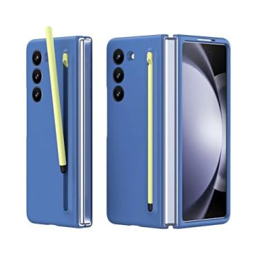 Imagem de Capa de silicone com caneta para Smasung Galaxy Z Fold 6 5 4 3 Slot para caneta Capa de proteção rígida para PC para Z Fold5 Fold6, azul, para Galaxy Z Fold 4
