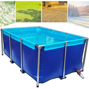 Imagem de Lona de PVC para lagoas, estrutura de cinto, piscina acima do solo, lona grande ao ar livre para cultura Koi, armazenamento de água de irrigação agrícola, 100 * 60 * 50 cm