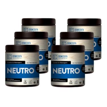 Imagem de Creme de Massagem Profissional Neutro COSMECEUTA, 6 Potes de 1kg, Vegano, Sem Perfume