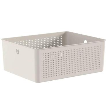 Imagem de Cesto Organizador Multiuso Bege Flow 34x27x13cm Ou 12L Lavanderia Closet Banheiro