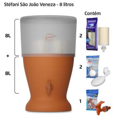 Imagem de Filtro de Barro para Água São João Veneza 8 Litros 2 Velas - Stéfani -