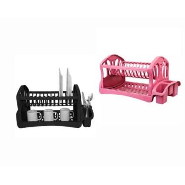 Imagem de Escorredor de Louça Pratos Grande Duplo Com Porta Talher - Ediplas, Pr