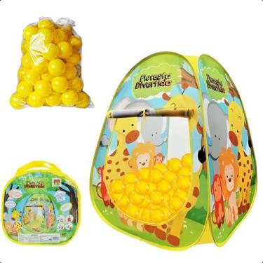 Imagem de Barraca Infantil Dobrável Bolinhas de Uma Cor - DM TOYS, Amarelo