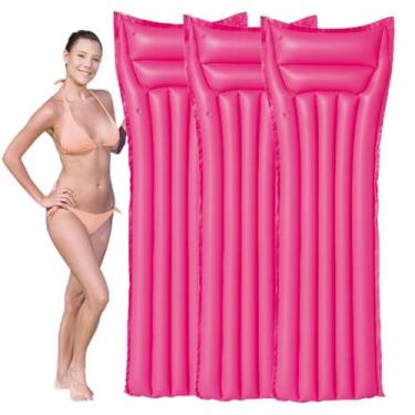 Imagem de Kit 3 Colchões Bronzeador Inflável Boia Piscina Gigante 1.83x0.69m - H