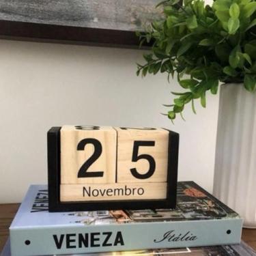 Imagem de Calendário Mesa Madeira Cubo Decorativo Decoração - Moment, Madeira E 