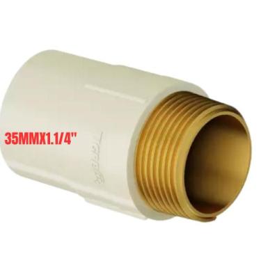 Imagem de Conector Macho Aquatherm Soldável CPVC Bege Para Canos Tubo Água Quent