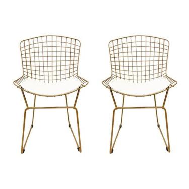 Imagem de Kit 2 Cadeiras para Cozinha Bertoia maciça tradicional cor Dourado fos