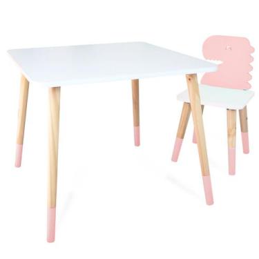 Imagem de Kit Mesa e Cadeira Infantil Dinossauro - Eita Casa Perfeita, Rosa Bebe