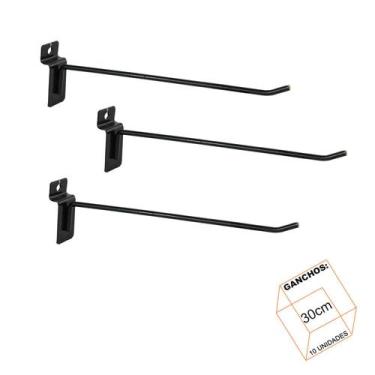 Imagem de Gancho Para Painel Canaletado 30cm Preto Kit 10 Unidades - LM Balcôes