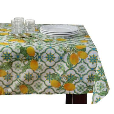 Imagem de Toalha de mesa impermeável redonda 150cm Limone branco - Dagher