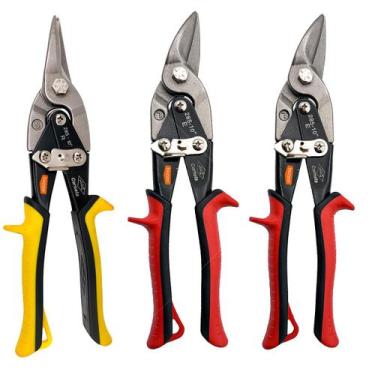 Imagem de Kit 3 Tesoura Aviação 25 cm Corta Chapa Bico Esquerdo Reto Direito Ser