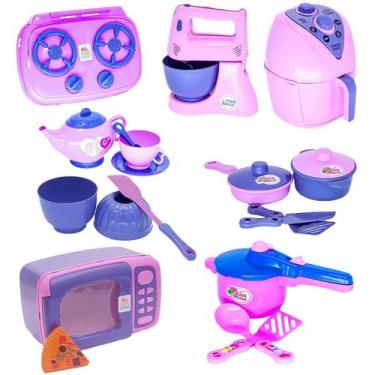 Imagem de Kit Eletro Menina Brinquedo Xícara Batedeira Cozinha 19pç - Altimar