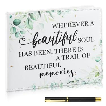 Imagem de Patelai Livro de visitas funerário com caneta Memorial Service Celebration of Life Sign in Book for Funeral Leather Cardinal in Loving Memorial Gift, 112 páginas (Eucalipto)