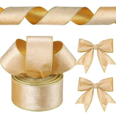 Imagem de Yungyan Fitas de veludo para o dia dos namorados, fita vintage para embrulhar laço, fita de feltro com fio para embrulhar presentes, decorações de árvore de Natal, guirlanda de artesanato ao ar livre
