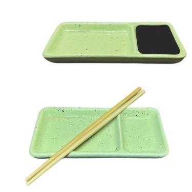 Imagem de Prato Oriental com Divisória para Sushi e Shoyu Porcelana Sapporo Verd