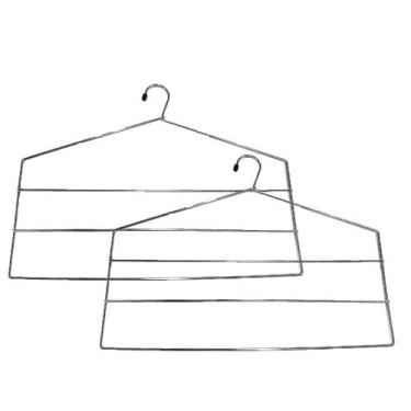 Imagem de Cabides Para Calças Triplo Kit Com 2 Unidades Cromado Reforçado - Vagu