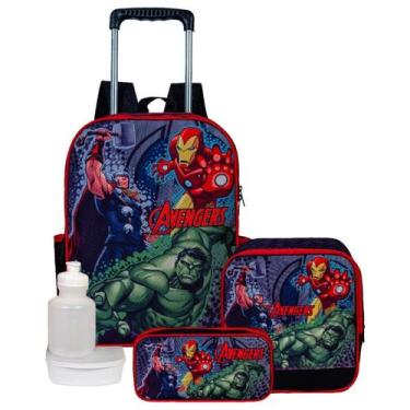Imagem de Kit Mochila Infantil Escolar Dos Vingadores Lancheira Térmic - JM Cria