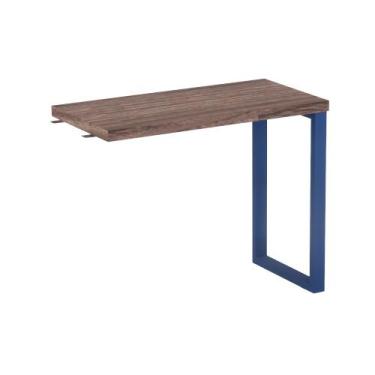 Imagem de Mesa Complemento Tubolar PE 40 Pandin 90 Cm Walnut e Azul Del Rey