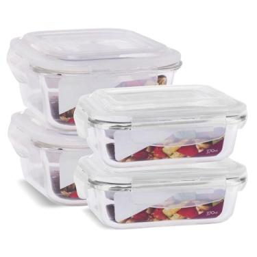 Imagem de Kit 4 Potes Herméticos Marmita Vidro Papinha 370ml e 800ml - U4home, B