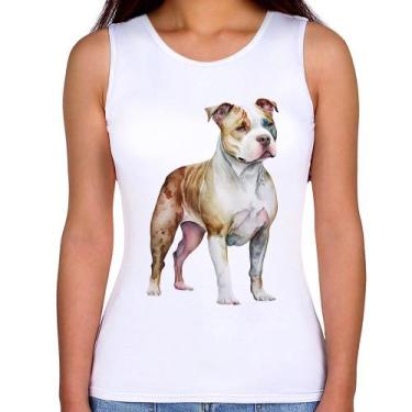 Imagem de Regata Feminina Cachorro Pitbull - Foca na Moda, Branco, GG