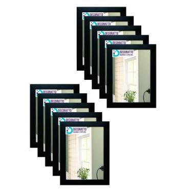 Imagem de kit 10 Espelhos 15x21 Moldura Preta para casa, decoração, sala, banhei