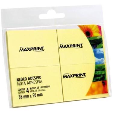 Imagem de Bloco Adesivo 38x50mm 4x100 Folhas Amarelo Maxprint, Unico