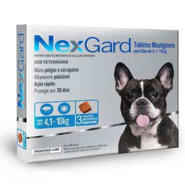 Imagem de Nexgard Antipulgas Cães 4 a 10kg Caixa 3 Comprimidos - Merial