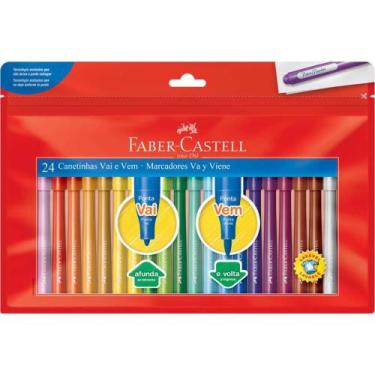 Imagem de Caneta Hidrográfica Vai e VEM - 24 Cores - Pacote com 3 - Faber Castel