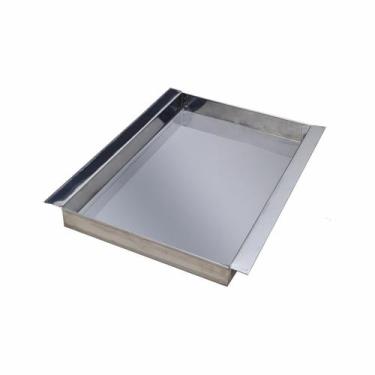 Imagem de Bandeja retangular aço inox 20x30 com alça rasa ZPBN20x30x3 - Zepper
