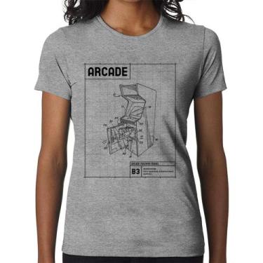 Imagem de Baby Look Arcade Fliperama Projeto - Foca na Moda, Cinza, M