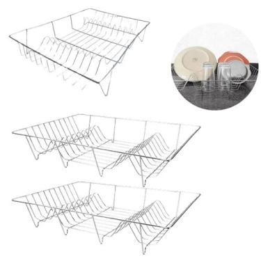 Imagem de 2 Escorredor Organizador de Louças 20 Pratos Cozinha 48cm - Top Mix