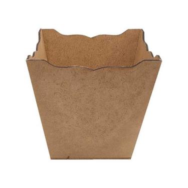 Imagem de Kit 5 Cachepot Borda Ondulada 14x14x13 Laser Mdf Madeira - ATACADÃO DO