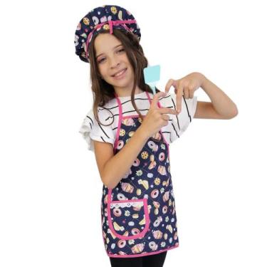 Imagem de Kit Avental Infantil Com Chapéu De Cozinheiro 2 Pçs Candy Night - Reca