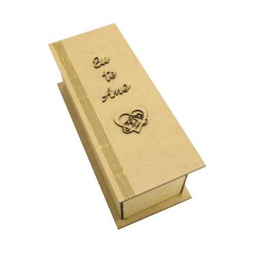 Imagem de Caixa Para Mini Vinho Chandon Tampa Dobravel Com Aplique Eu Te Amo e A