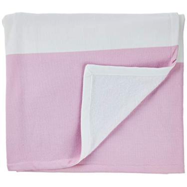 Imagem de Coisas de Nine Cobertor Stripes Branco Amarelado Com Estampa Rosa Único