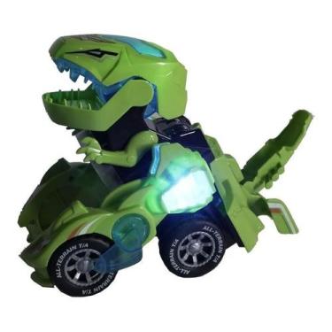 Imagem de Carrinho Transforme Dinossauro Elétronico Anda Músical Verde. - DM TOY
