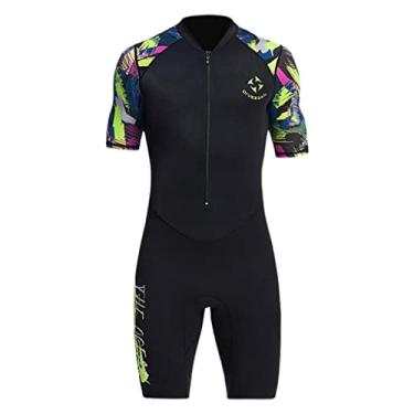 Imagem de Newmind Roupa de banho masculina e feminina de neoprene de 1,5 mm, quente, manga curta, água fria, mergulho, molhada, para adultos, mergulho, natação, mergulho, surfe, esportes, GG