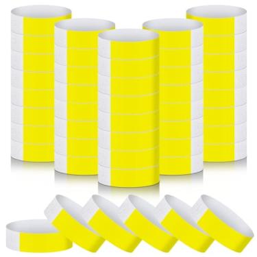 Imagem de Epakh 500 pulseiras de papel neon à prova d'água para eventos leves para concertos pulseiras adesivas coloridas neon para festas (amarelo)