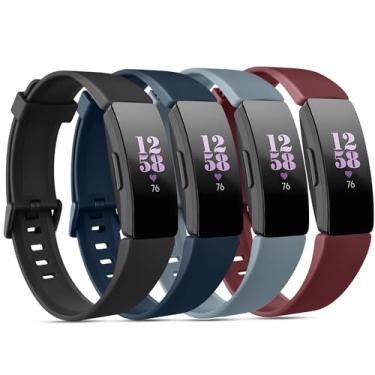 Imagem de Vancle Pacote com 4 pulseiras para Fitbit Inspire 2/Fitbit Inspire HR para mulheres e homens, pulseira esportiva de silicone macio ajustável para Fitbit Inspire 2/Inspire HR/Inspire/Ace 3/Ace 2