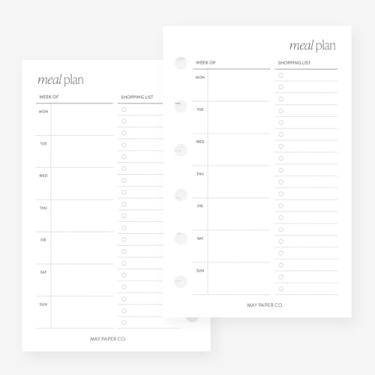 Imagem de Refil de agenda de bolso para planejador de refeições para fichário de bolso tamanho 6 anéis 8 x 12 cm